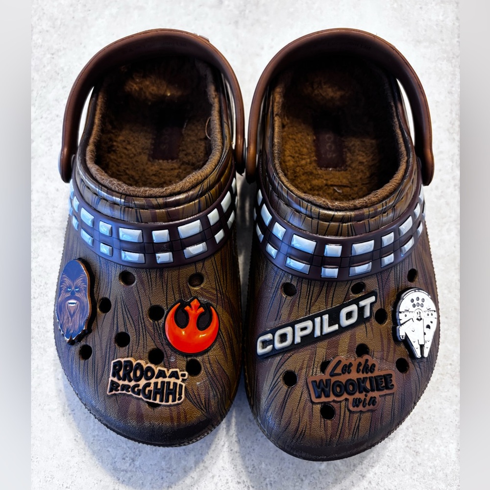 Kids Chewbacca Lined Crocs Star X Wars shoes 12 Child boys girls
